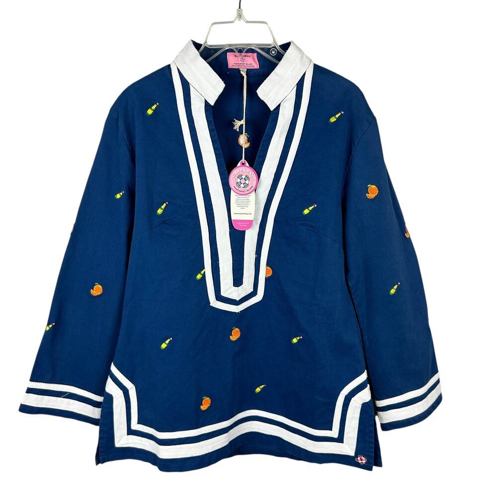 NWT Castaway Nantucket Blue Tunic Long Sleeve Nautical Sailor Top XL